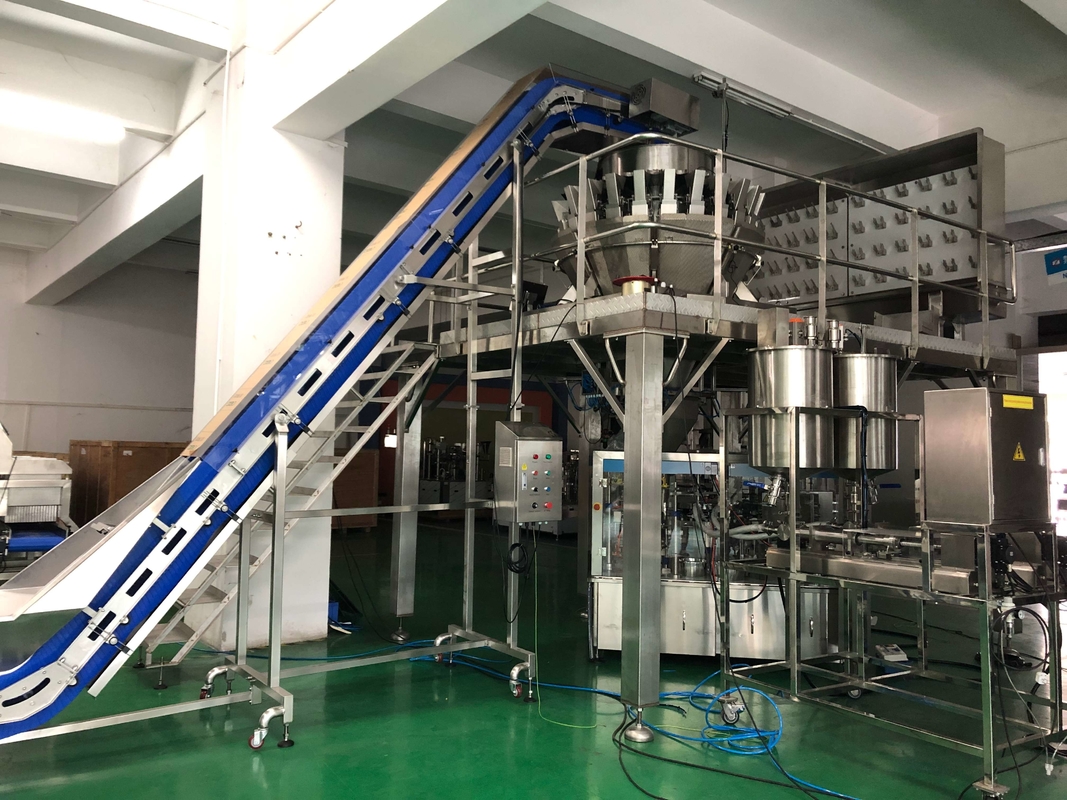 24 Köpfe Multihead-Wäger-Verpackungsmaschine-Doppelschrauben-lineare Wannen für ölige klebrige frische Nahrung