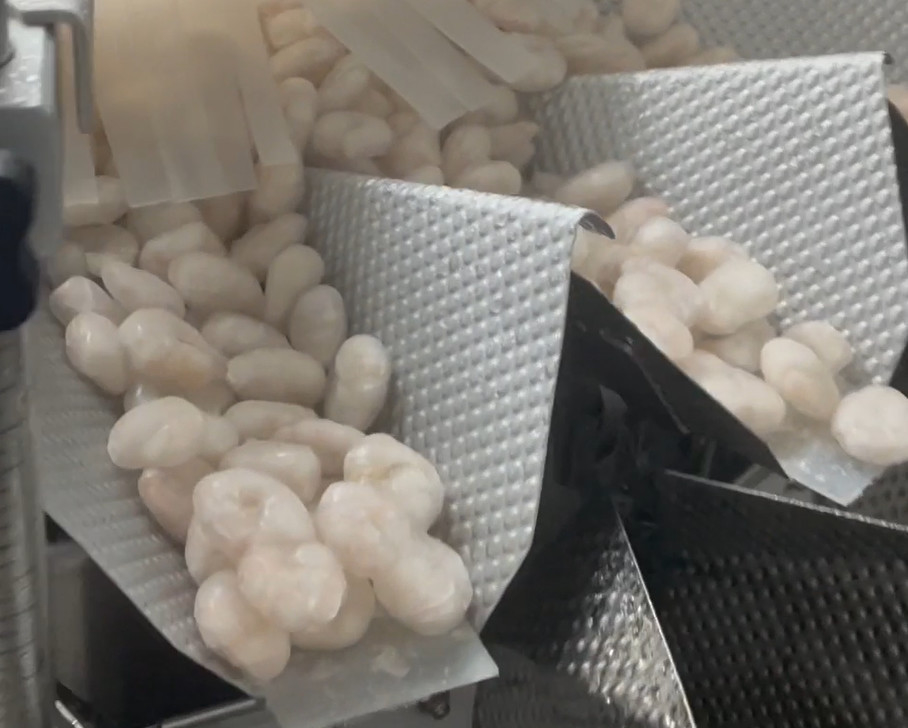 Wäger-Verpackungsmaschine-eisige Garnelen-Werkstatt-verpackendes System-Ziel-Gewicht 200g~1500g SS 304