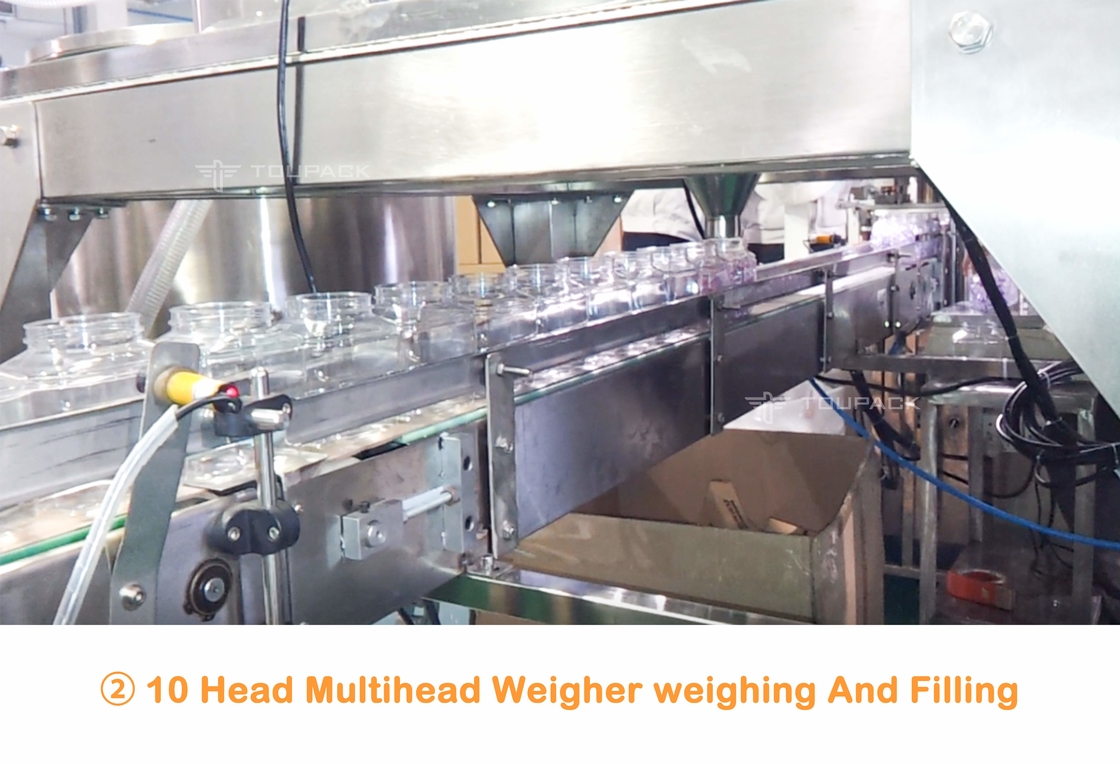 Automatische 10 der Haupt-Multihead Wäger, den Wäscherei Glas bördelt, kann füllendes und verpackendes System abfüllen