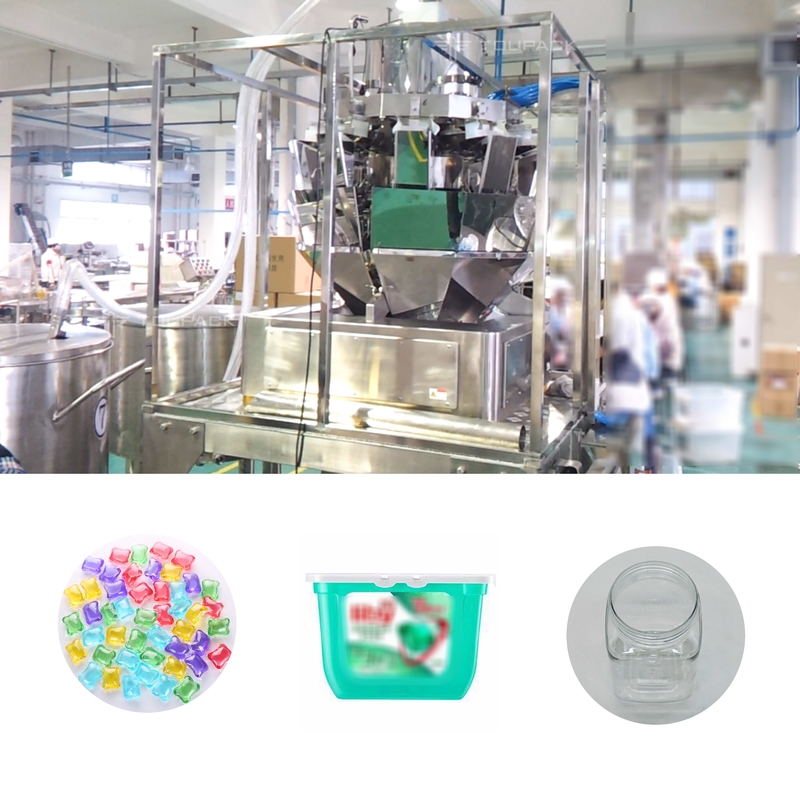 Automatische 10 der Haupt-Multihead Wäger, den Wäscherei Glas bördelt, kann füllendes und verpackendes System abfüllen