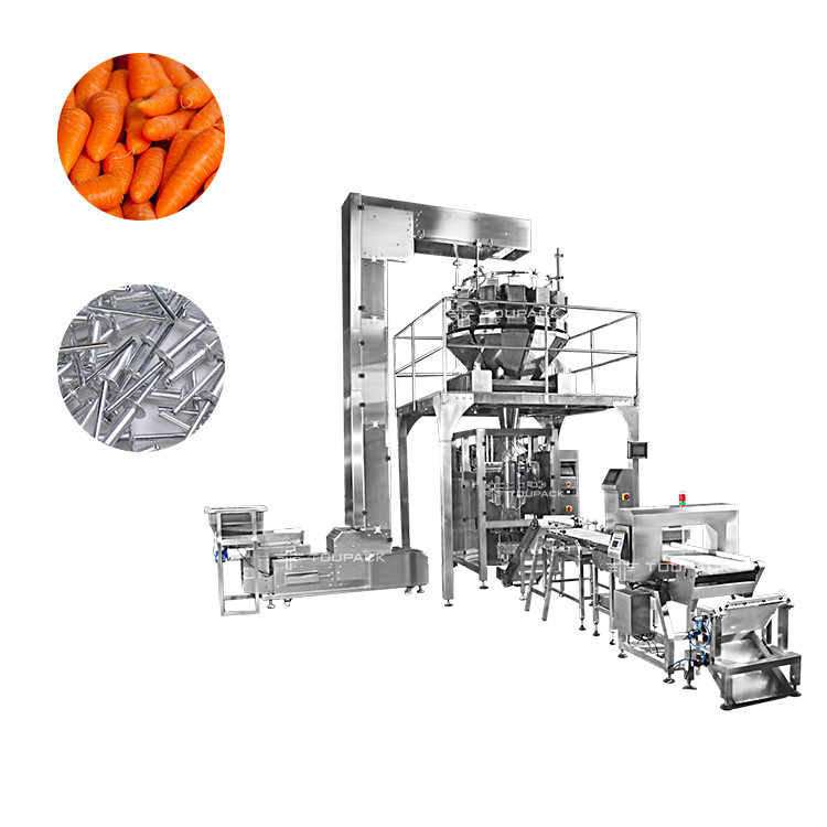 SS316, welches Baby-Karotte der Füllmaschine-die vertikale Kopfsalat-Brunnenkresse-500g wiegt das Verpacken wiegt, Maschine ermittelnd