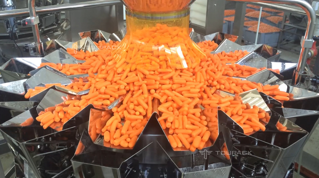 SS316, welches Baby-Karotte der Füllmaschine-die vertikale Kopfsalat-Brunnenkresse-500g wiegt das Verpacken wiegt, Maschine ermittelnd