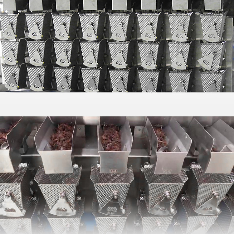 Industrielle Grübchen gebildete doppelte Trichter-Schraube, die Multihead-Wäger für frische klebrige Nahrung Rib Spare einzieht