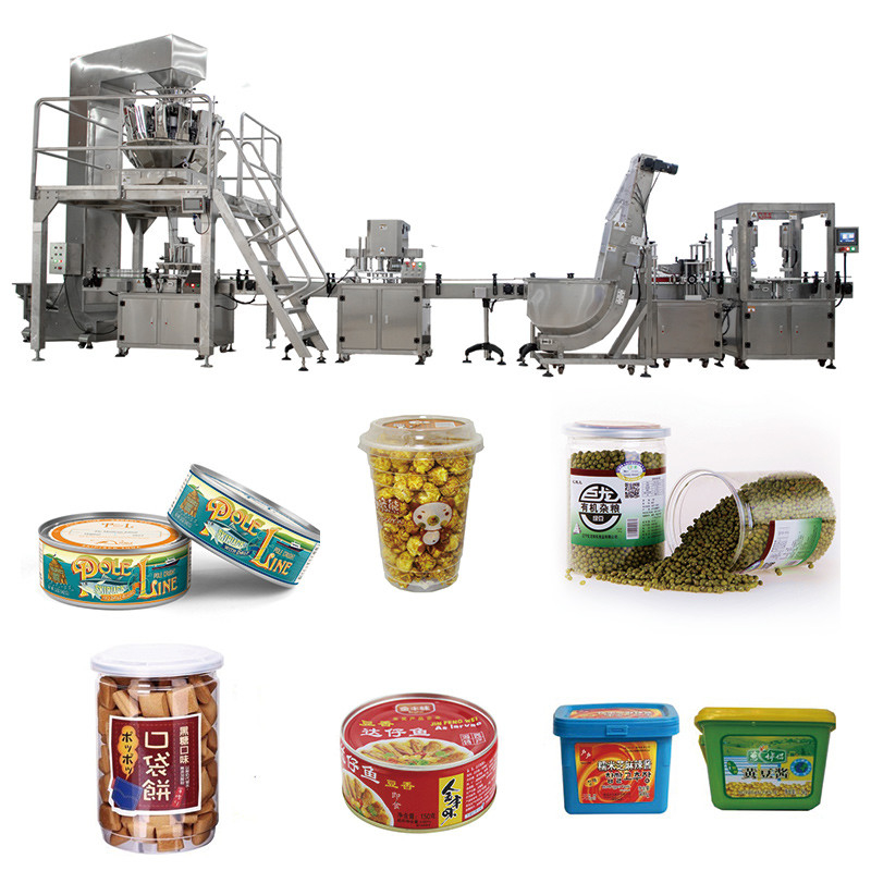 Automatische Flaschen-füllende Linie Fudge-Süßigkeit, die gerades Drehdosen-Kasten-Glas-füllende mit einer Kappe bedeckende Maschine wiegt