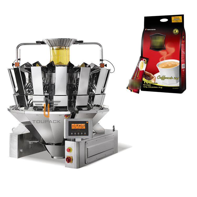 Automatischer Premade-Stand herauf das Tasche Doypack-Verpackungsmaschine-Kaffee-Pulver, das Tasche in der Taschen-Kombinations-Skala wiegt
