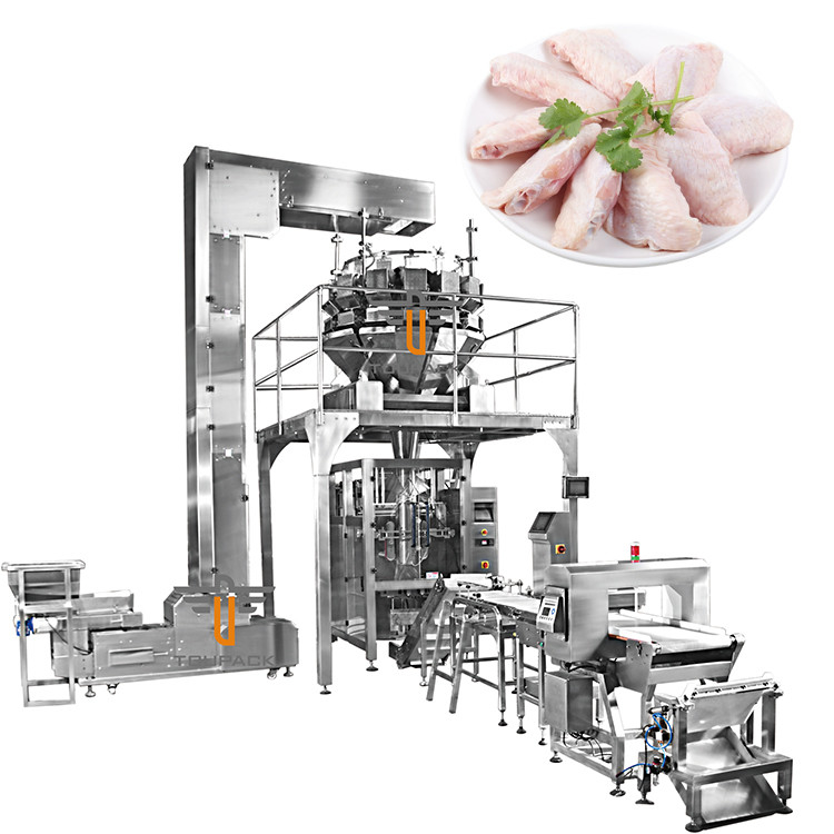 VFFS Vertikalgewichtungs-Füllmaschine Gefrierfutter Broiler Flügel Huhnbein Entenhals Verpackungsmaschine
