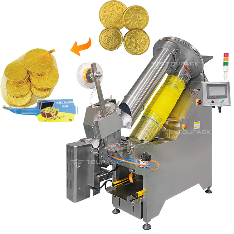 Automatische Net Bag Packing Machine für Goldmünzen Schokoladen Knoblauchmaschinen Tasche Packing Line