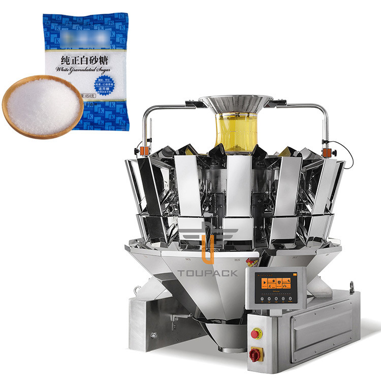 Automatische vertikale Getreidebeutel Mehrköpfige Waage Snack Granular Salz Zucker Kaffee Bohnen Verpackungsmaschine