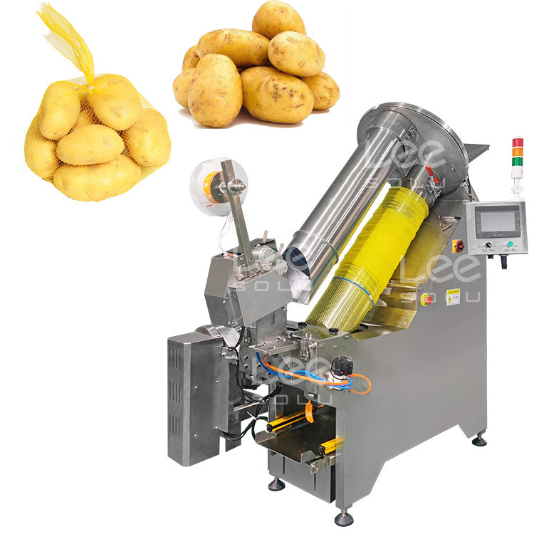 Vollautomatische Net Bag Packing Machine für Kartoffel Gemüse Mesh Bag Packing Machine