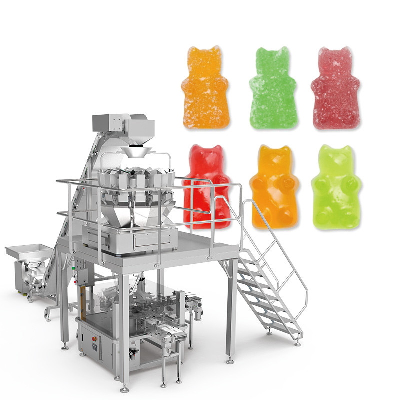 QQ Süßigkeiten Kaugummi Käse Klebrige Schraube Mehrköpfige Wieger Automatische Kekse Verpackungsmaschine Für Reißverschluss Tasche Stehen Tasche