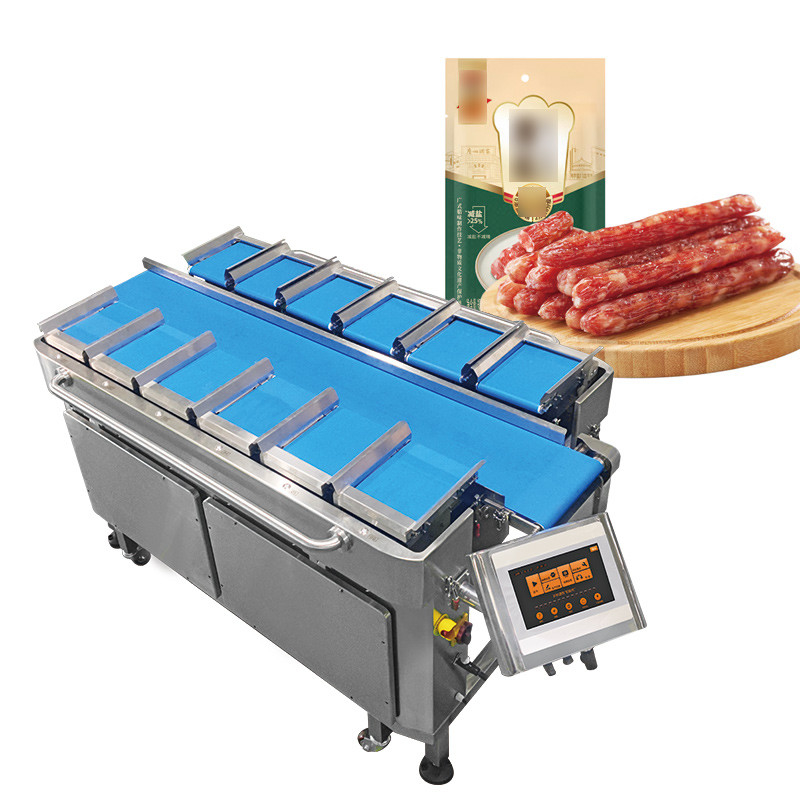 Chinesische Rauchwurst Halbautomatische 12-köpfige Mehrköpfige Gewichtsverpackungsmaschine Gefrierte Wurst Verpackungsbeutelmaschine