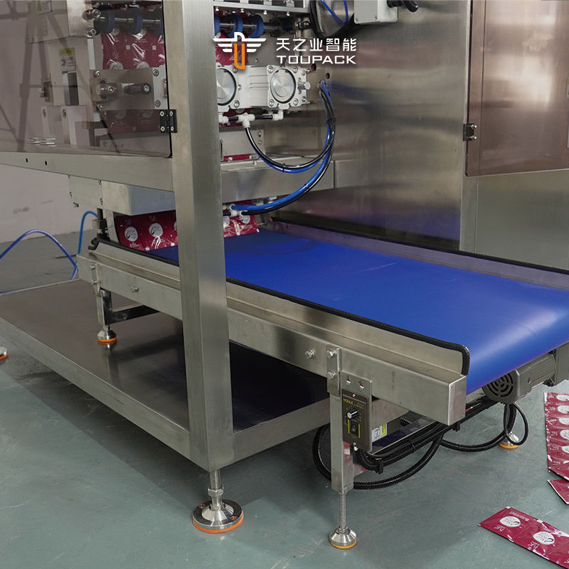 Automatische Glucose Gel Getränke Flüssigkeit Unregelmäßige Form Stick Taschenbeutel Verpackungsmaschine vertikal 4 Seiten Siegel Taschen Tomatensoße Verpackungsmaschine