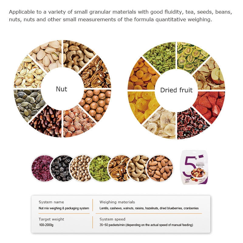 Anpassen Automatische 200g 500g 1000g Süßigkeiten Gemischte Nüsse Erdnuss Cashew Granulat Glas Dose Flasche Abfüllung Verschließung Etikettierung Linien