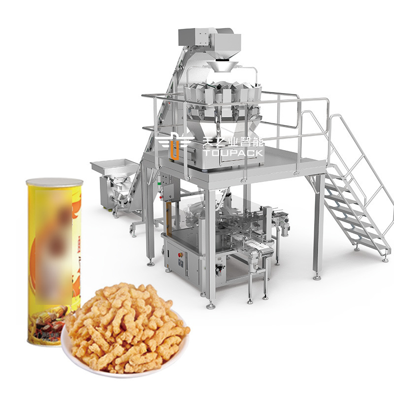 Automatische Kartoffelchips Mehrköpfige Waage Gewichtungssystem Garnelen Französisch Verpackungsmaschine Puffing Food Granule Verpackungsmaschine