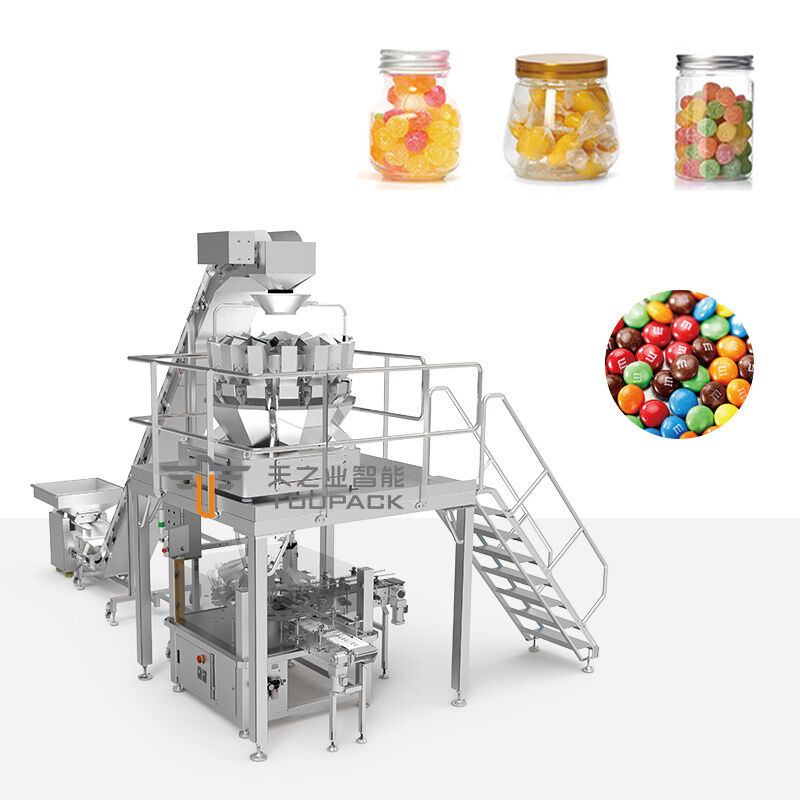 Hochpräzise Trockenpflaumen-Granulat-Kunststoffflaschen-Verpackungsmaschinenlinie für Süßigkeiten, Popcorn, Snack-Gläser, Dosen-Abfüllmaschine