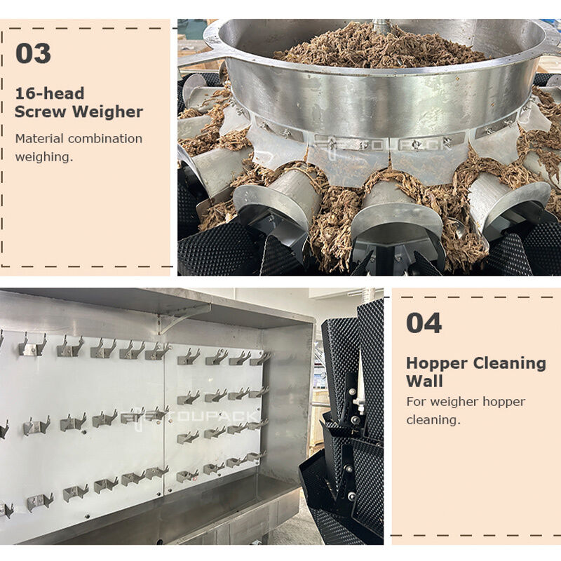 Automatische Tray-Verpackungslinie mit Schraubzufuhr Mehrköpfige Waage für Fleisch, Salate und Fertiggerichte