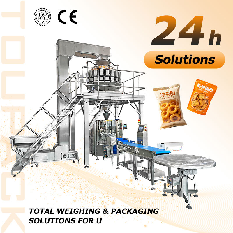 Hochwertige Verpackungslinie für gepuffte Lebensmittel mit Mehrkopfwaage, 30–60 Beutel/Min