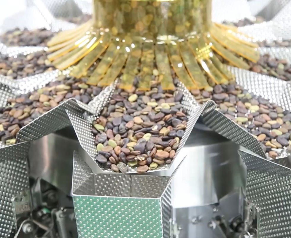 14 Verpackmaschine-Schüssel-Art Aufzug Mutihead-Wäger-VFFS für Schokolade Bean Frozen Fruits