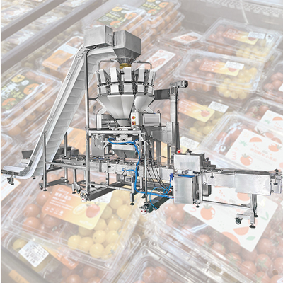 Frische Frucht-Gemüse-Verpackungsmaschine-Kirscherdbeere Tray Packaging Machine der Maschinenhälften-110BPM