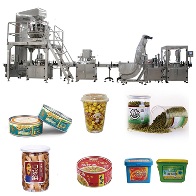 Automatische Flaschen-füllende Linie Fudge-Süßigkeit, die gerades Drehdosen-Kasten-Glas-füllende mit einer Kappe bedeckende Maschine wiegt