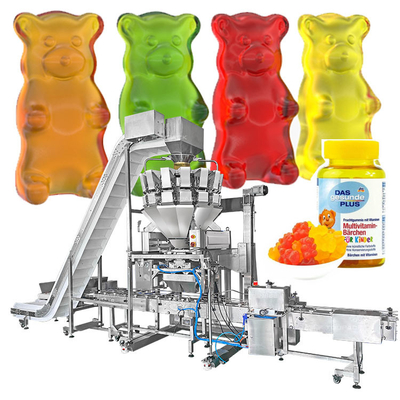 Automatische Flasche kann füllendes Verpackungsmaschine-gummiartiges Süßigkeits-Imbiss-Nahrungsmittelgewicht und Verpackmaschine rütteln