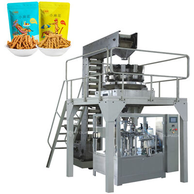 Langstreifen Snack-Lebensmittel Gewichtung Hard Candy Verpackungsmaschine gebratene Teig Twist Verpackungsmaschine Reißverschluss Tasche Kissen Verpackungsmaschine