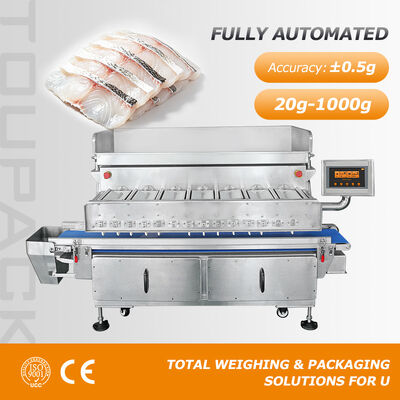 7-Kopf-Flip-Typ Mehrkopf-Wagen für klebrige Meeresfrüchte mit 20-30 Packungen/min Geschwindigkeit und Speicher Hopper